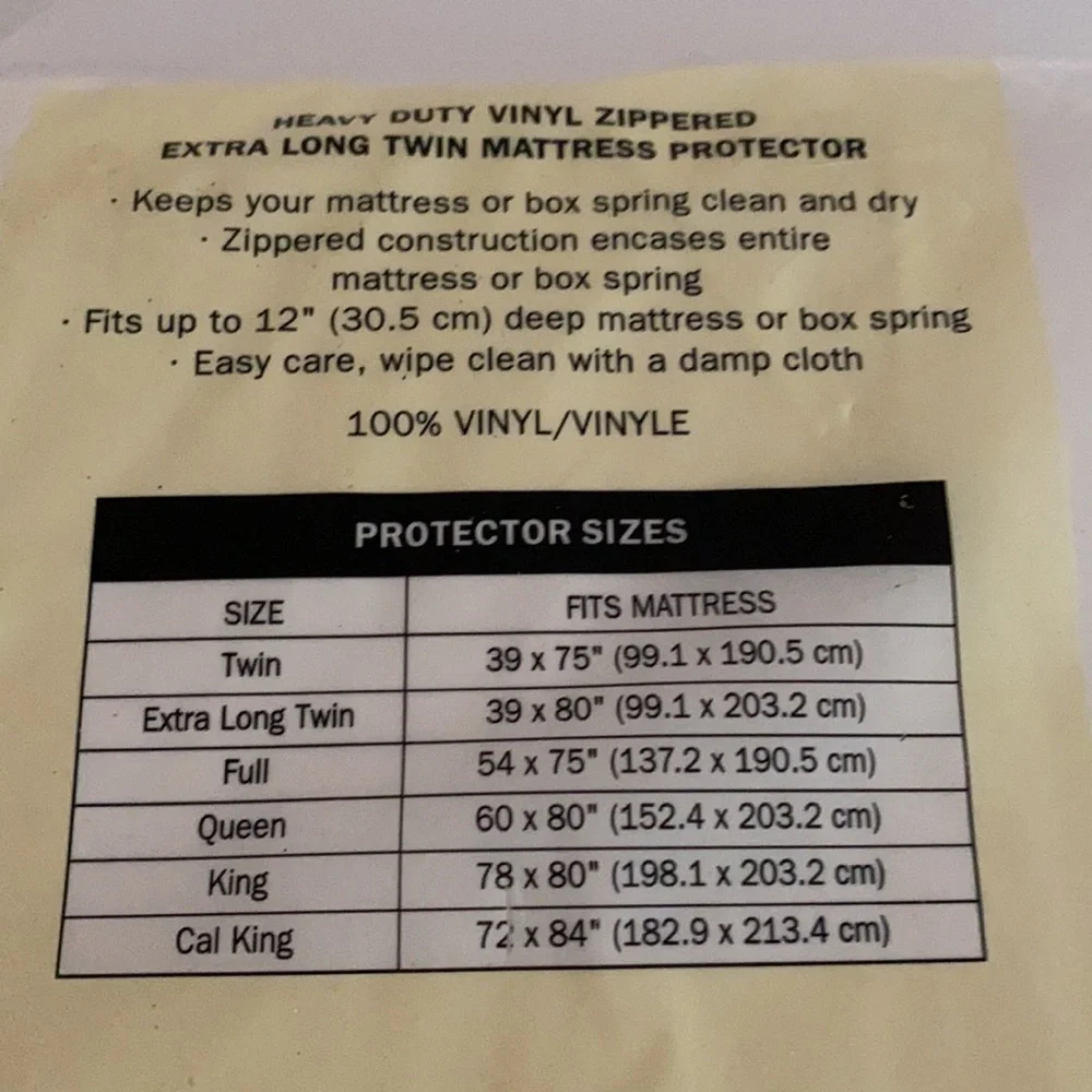 Twin XL Vinyl Mattress Protector
